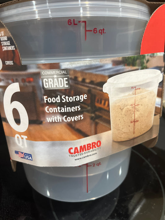 Cambro 6 qt brine bowl with lid , 2 pack
